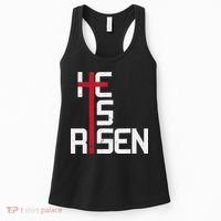 He Is Risen Cross Jesus Easter Christian Religious Men Teens Women's Tank Top thumb 0