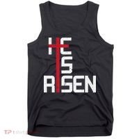 He Is Risen Cross Jesus Easter Christian Religious Men Teens Tank Top thumb 0