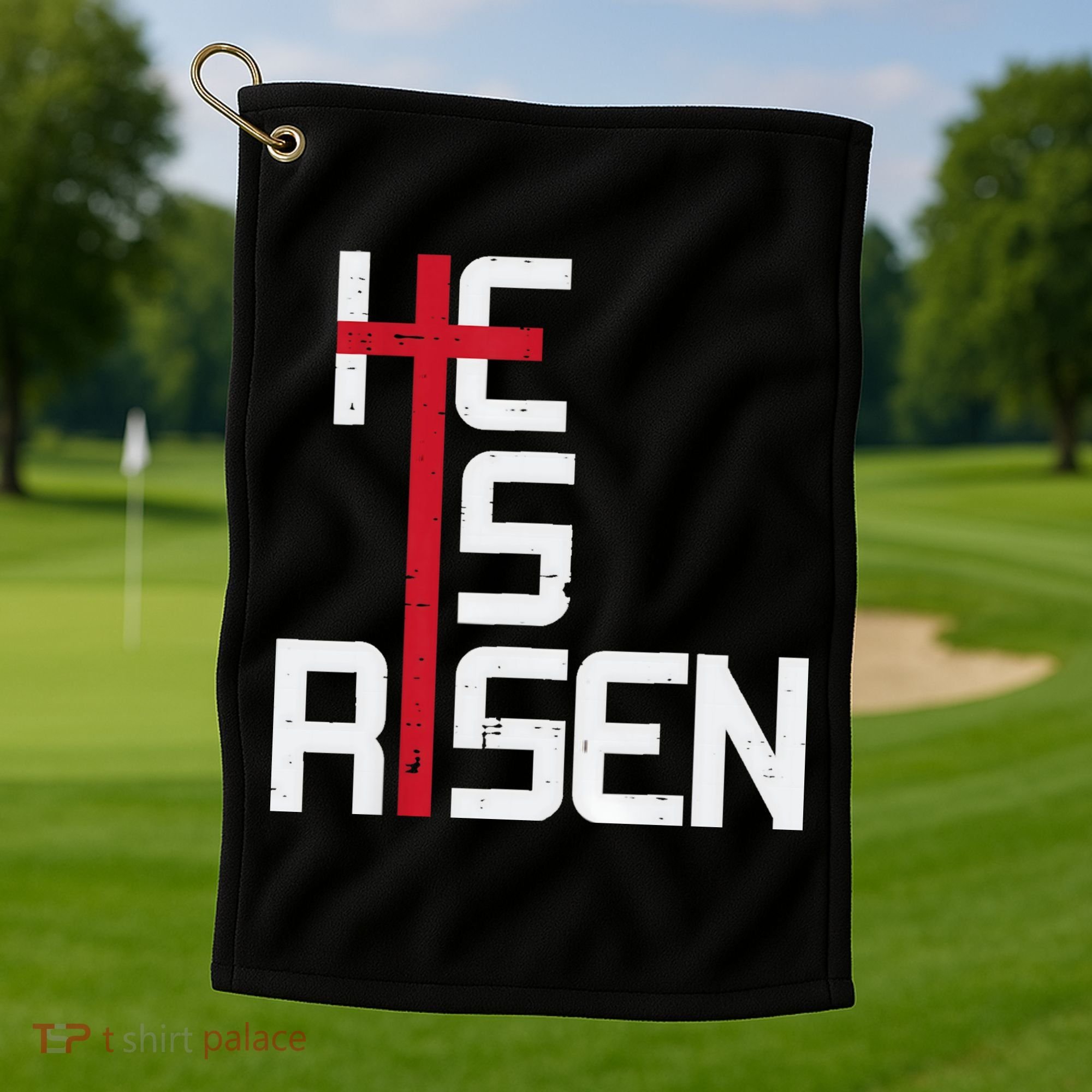 He Is Risen Cross Jesus Easter Christian Religious Men Teens Golf Towel