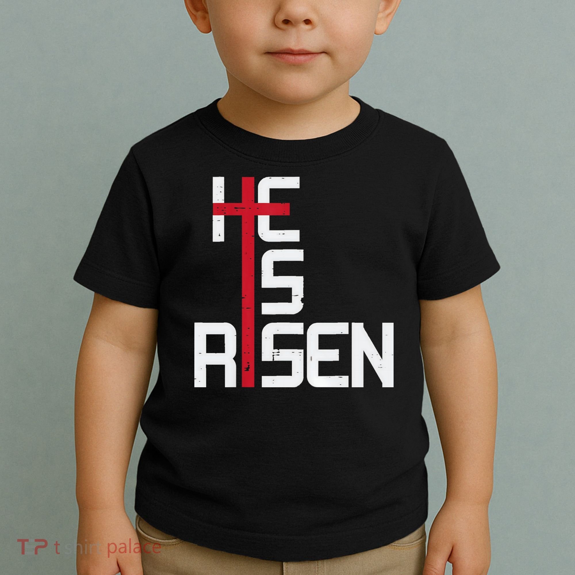 He Is Risen Cross Jesus Easter Christian Religious Men Teens Toddler T-Shirt