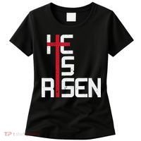 He Is Risen Cross Jesus Easter Christian Religious Men Teens Women's T-Shirt thumb 0
