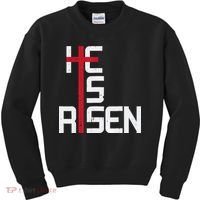 He Is Risen Cross Jesus Easter Christian Religious Men Teens Kids Sweatshirt thumb 0
