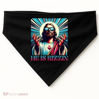 He Is Rizzin Happy Easter Day Jesus Is Risen USA-Made Doggie Bandana