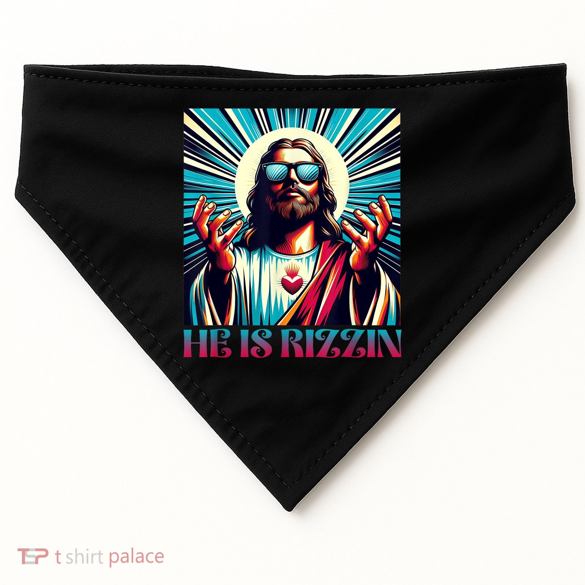 He Is Rizzin Happy Easter Day Jesus Is Risen USA-Made Doggie Bandana