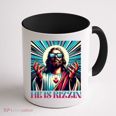 He Is Rizzin Happy Easter Day Jesus Is Risen Coffee Mug back