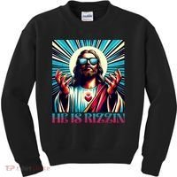 He Is Rizzin Happy Easter Day Jesus Is Risen Kids Sweatshirt thumb 0