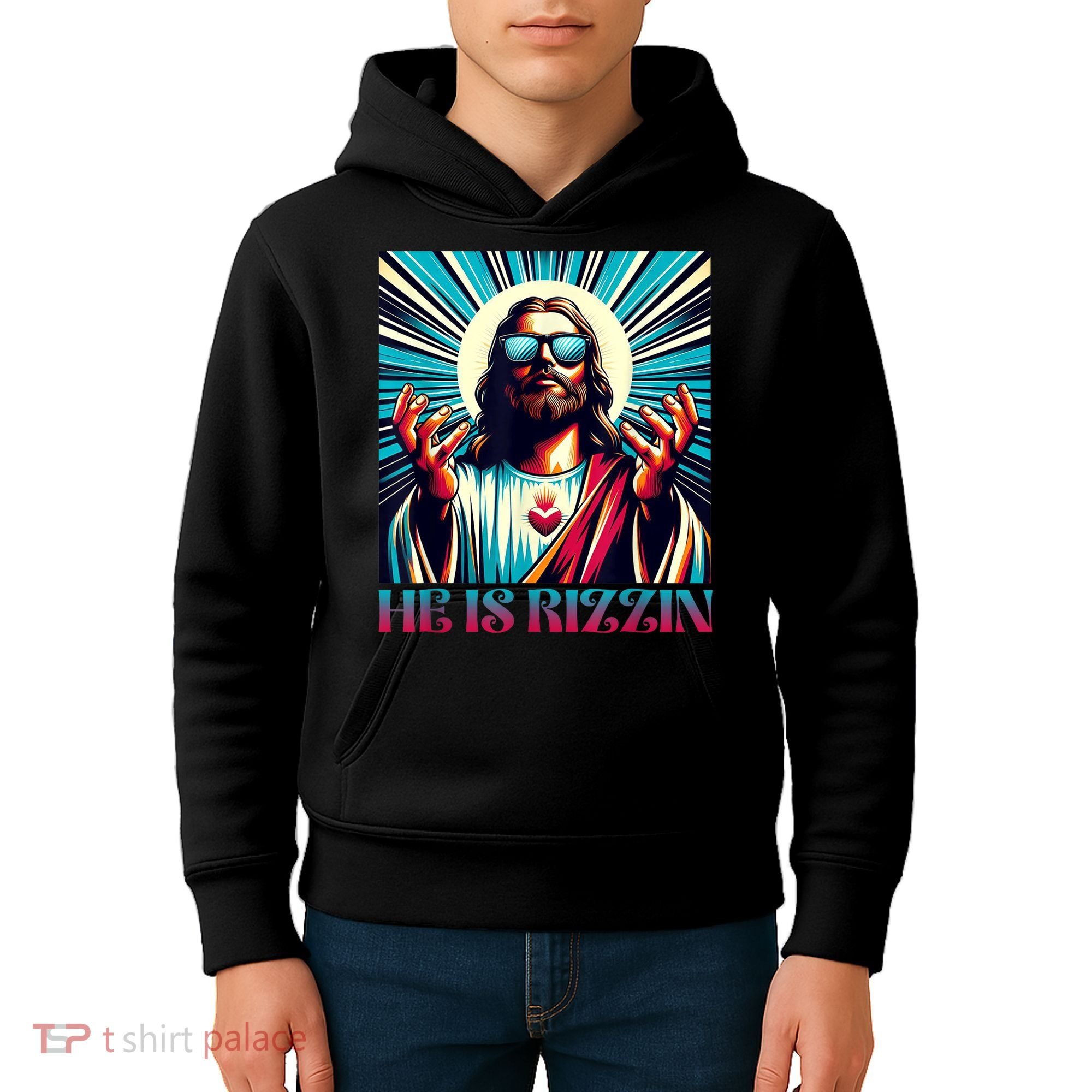 He Is Rizzin Happy Easter Day Jesus Is Risen Kids Hoodie