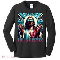 He Is Rizzin Happy Easter Day Jesus Is Risen Kids Long Sleeve Shirt thumb 0