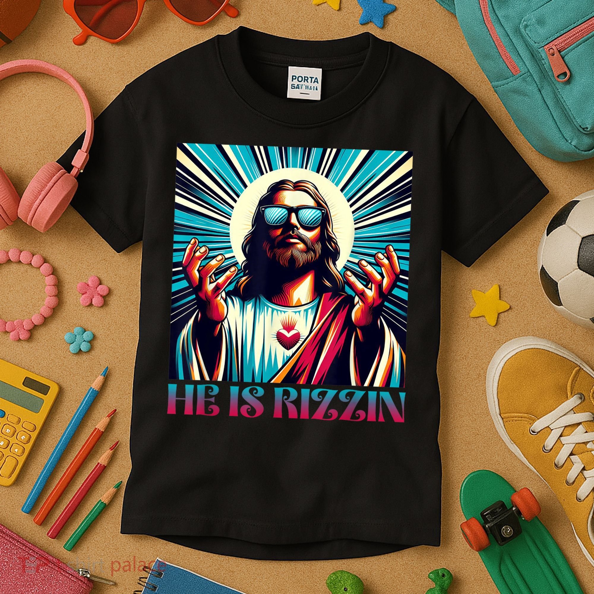 He Is Rizzin Happy Easter Day Jesus Is Risen Kids T-Shirt