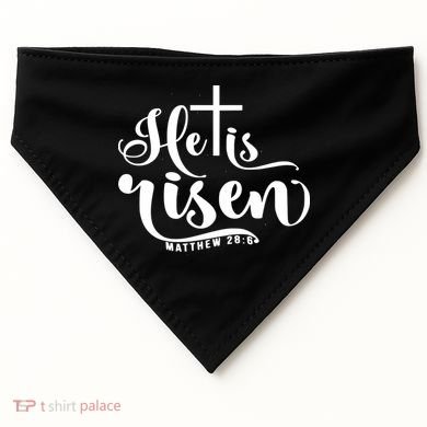 He Is Risen Matthew 28:6 Easter Cross USA-Made Doggie Bandana