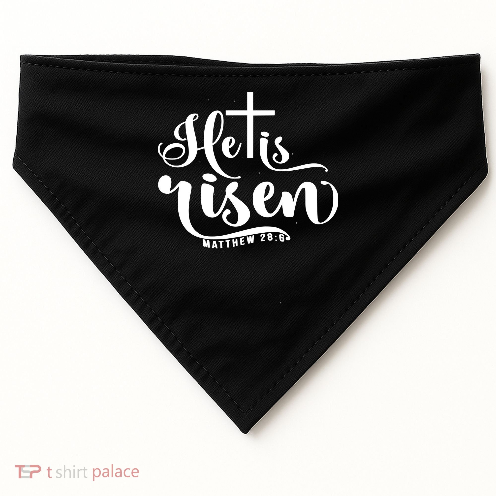 He Is Risen Matthew 28:6 Easter Cross USA-Made Doggie Bandana
