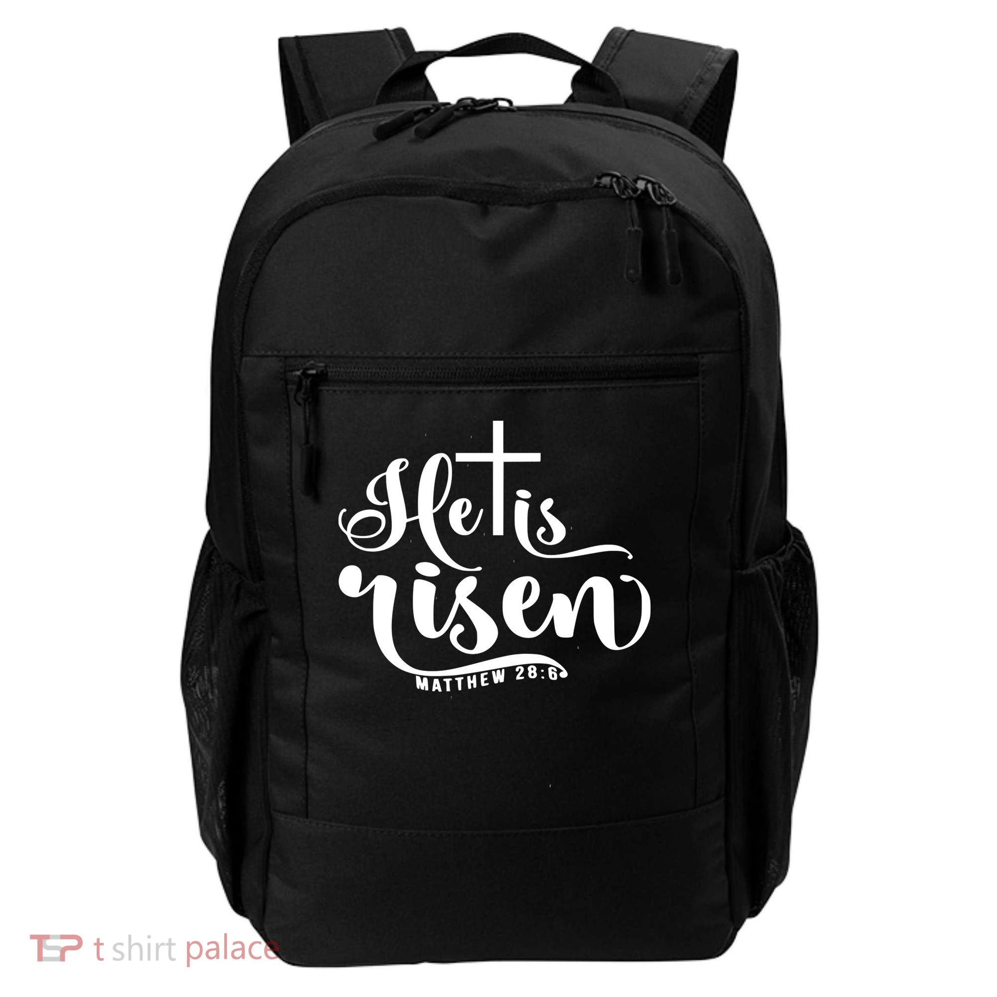 He Is Risen Matthew 28:6 Easter Cross Backpack