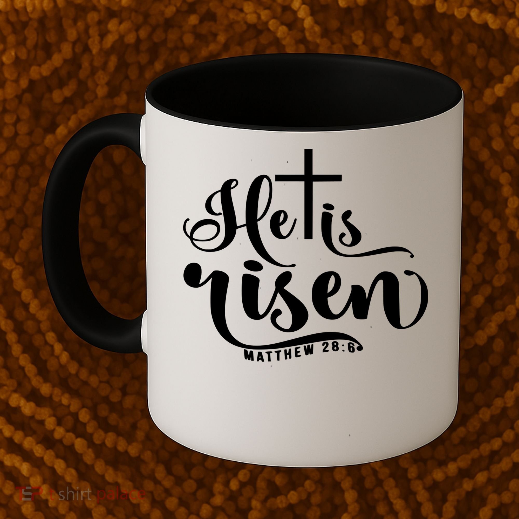 He Is Risen Matthew 28:6 Easter Cross Coffee Mug