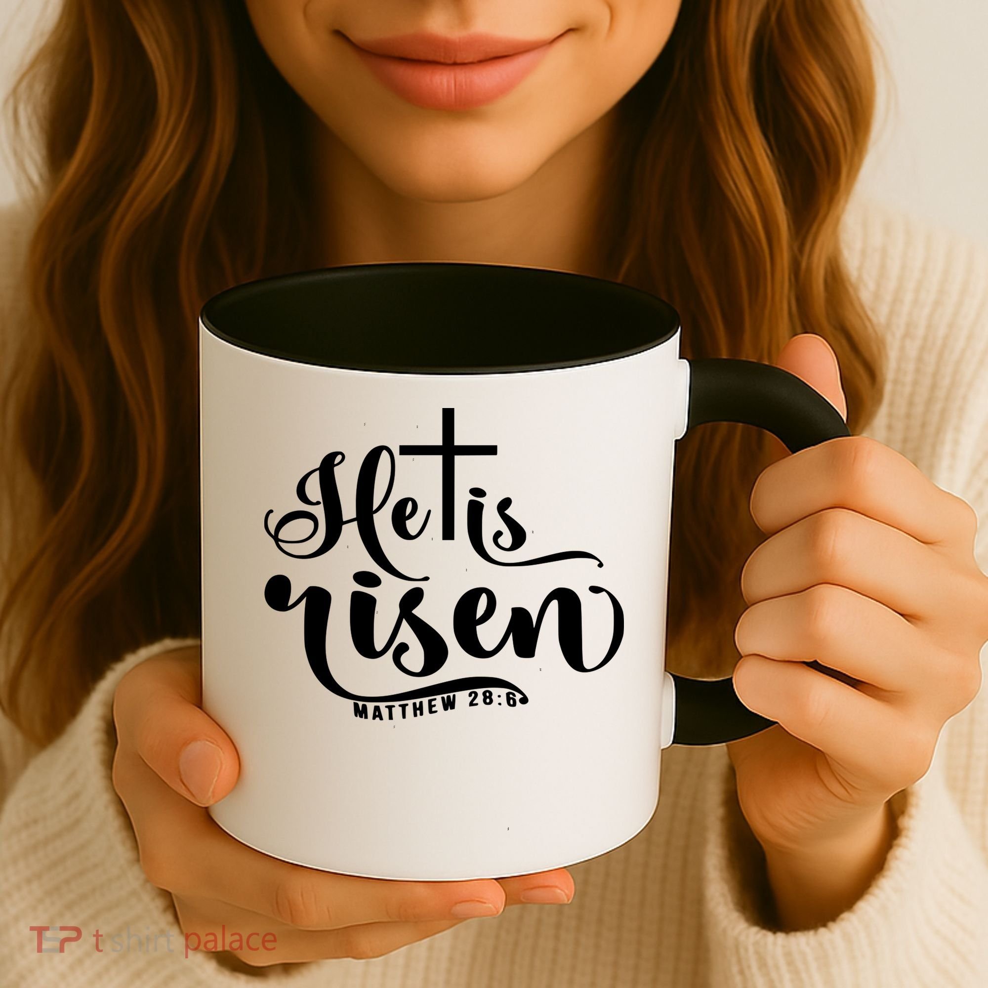 He Is Risen Matthew 28:6 Easter Cross Coffee Mug