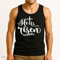 He Is Risen Matthew 28:6 Easter Cross Tank Top thumb 3