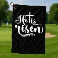 He Is Risen Matthew 28:6 Easter Cross Golf Towel thumb 1