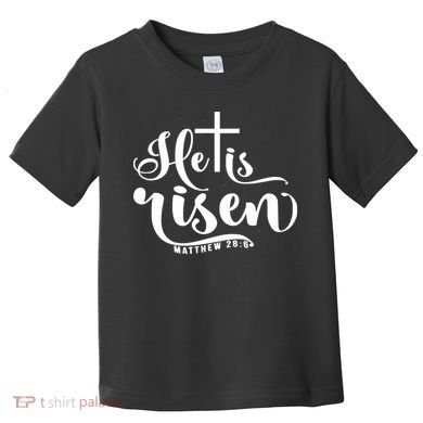 He Is Risen Matthew 28:6 Easter Cross Toddler T-Shirt