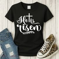 He Is Risen Matthew 28:6 Easter Cross Women's T-Shirt thumb 3