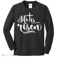 He Is Risen Matthew 28:6 Easter Cross Kids Long Sleeve Shirt thumb 0
