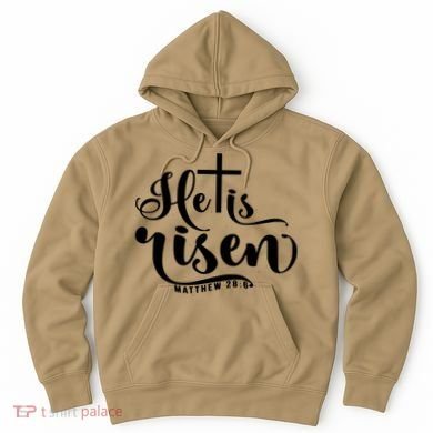 He Is Risen Matthew 28:6 Easter Cross Hoodie