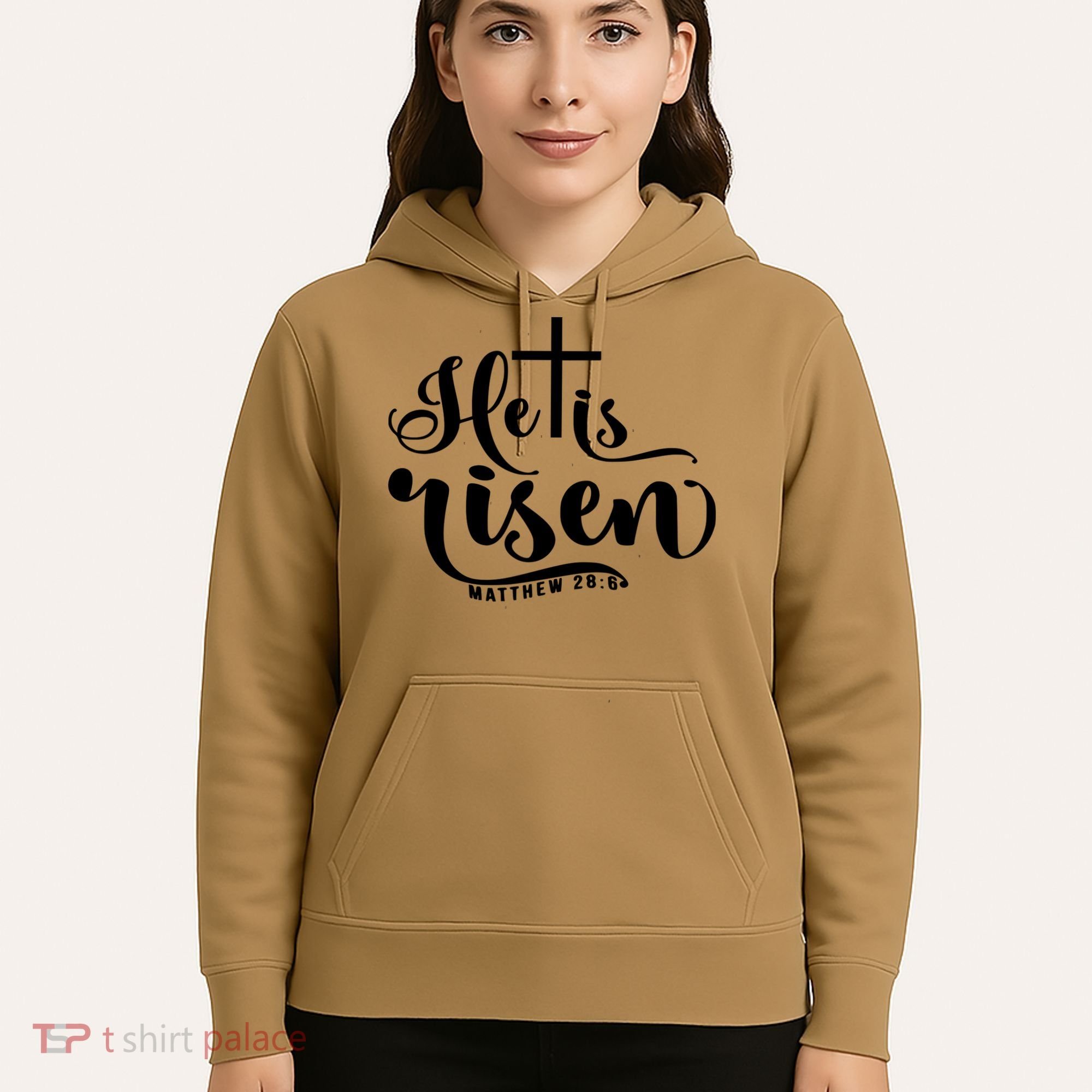He Is Risen Matthew 28:6 Easter Cross Hoodie