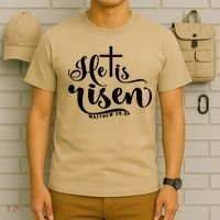 He Is Risen Matthew 28:6 Easter Cross T-Shirt thumb 6