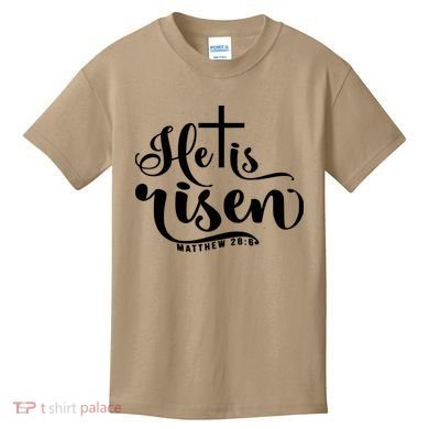 He Is Risen Matthew 28:6 Easter Cross Kids T-Shirt