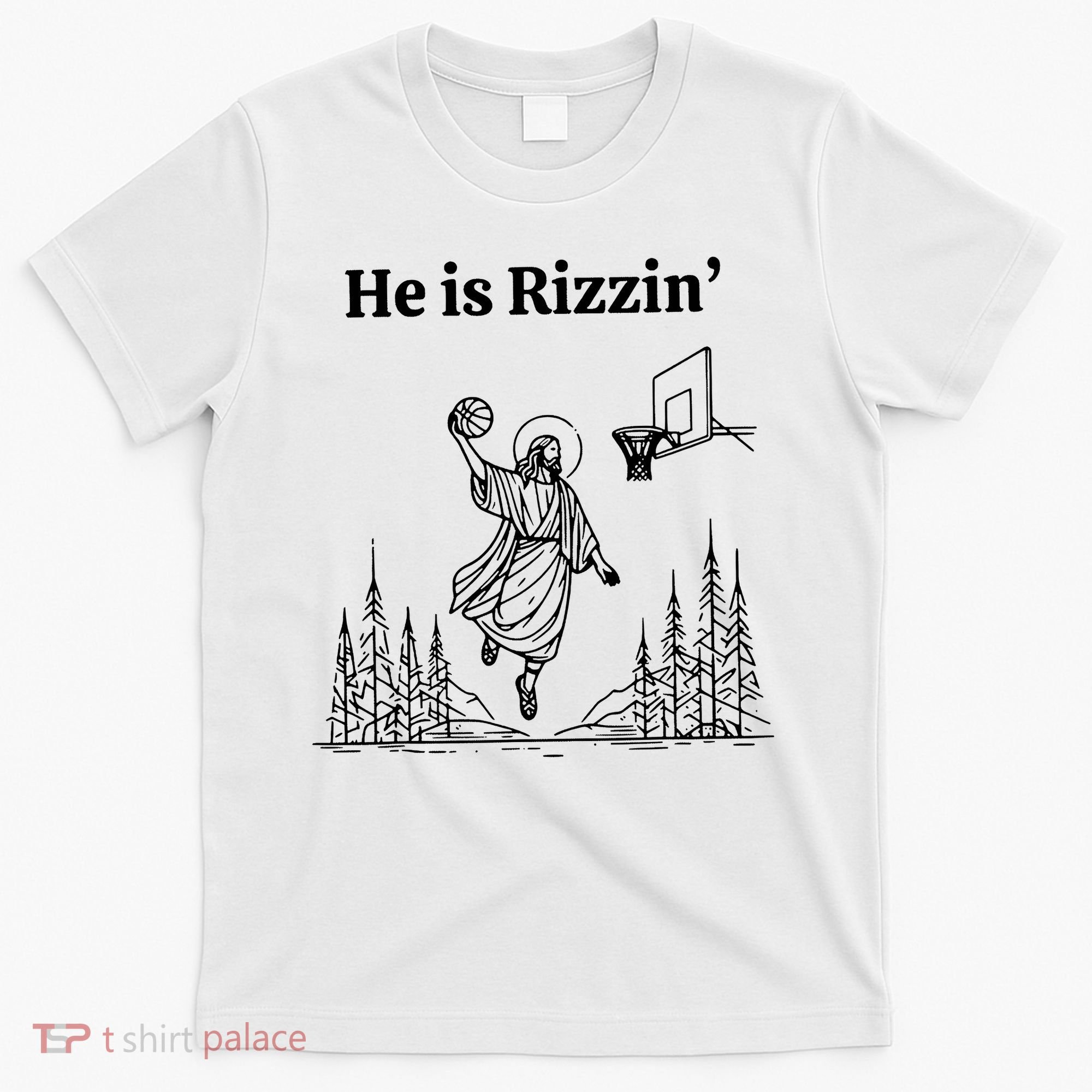 He Is Rizzin Funny Basketball Retro Christian Religious T-Shirt