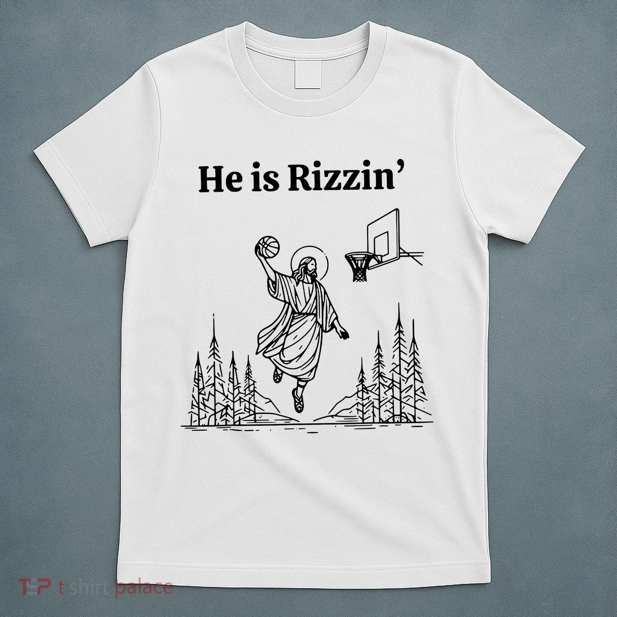 He Is Rizzin Funny Basketball Retro Christian Religious T-Shirt