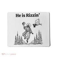 He Is Rizzin Funny Basketball Retro Christian Religious Mousepad thumb 0