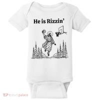 He Is Rizzin Funny Basketball Retro Christian Religious Baby Bodysuit thumb 0