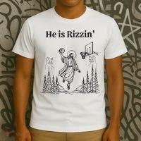 He Is Rizzin Funny Basketball Retro Christian Religious T-Shirt thumb 3