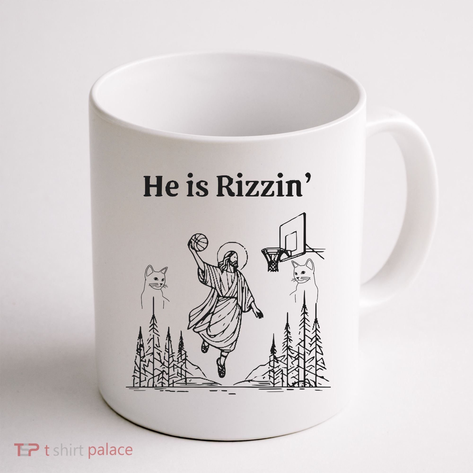 He Is Rizzin Funny Basketball Retro Christian Religious Coffee Mug