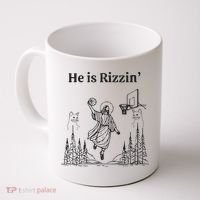 He Is Rizzin Funny Basketball Retro Christian Religious Coffee Mug thumb 0