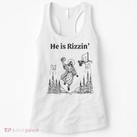 He Is Rizzin Funny Basketball Retro Christian Religious Women's Tank Top thumb 0