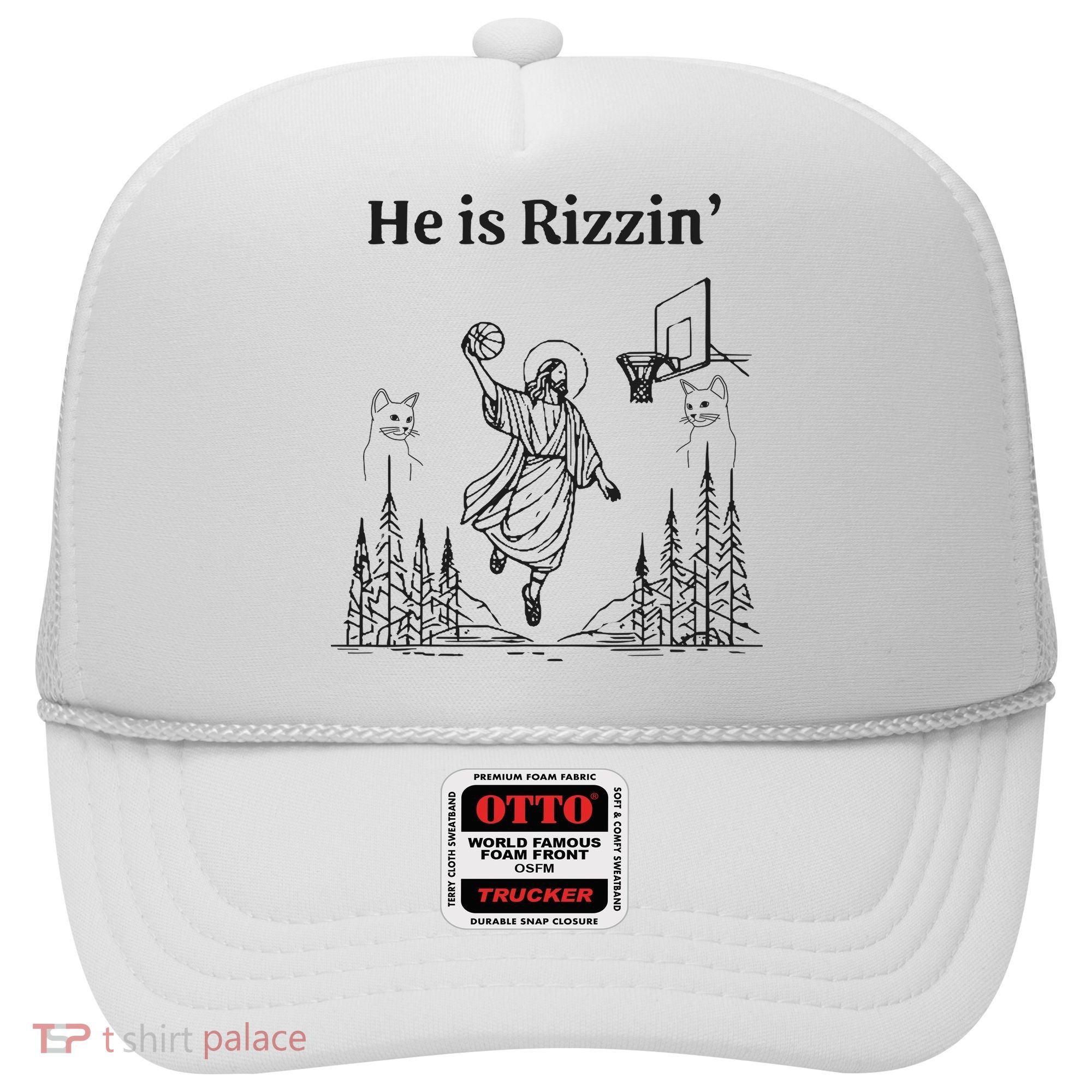 He Is Rizzin Funny Basketball Retro Christian Religious Hat