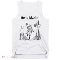 He Is Rizzin Funny Basketball Retro Christian Religious Tank Top thumb 0