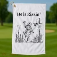 He Is Rizzin Funny Basketball Retro Christian Religious Golf Towel thumb 1