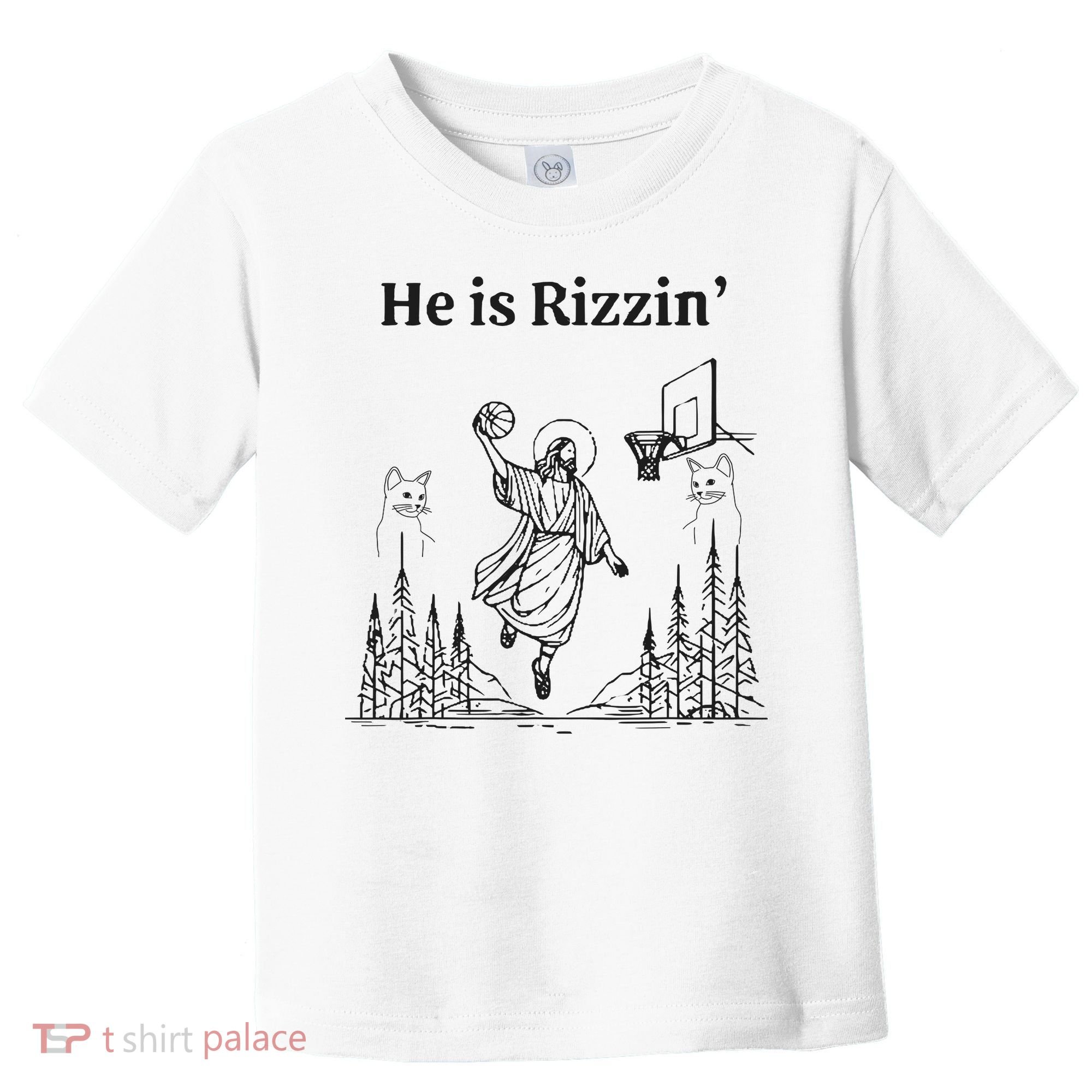 He Is Rizzin Funny Basketball Retro Christian Religious Toddler T-Shirt