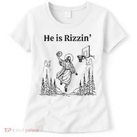 He Is Rizzin Funny Basketball Retro Christian Religious Women's T-Shirt thumb 0