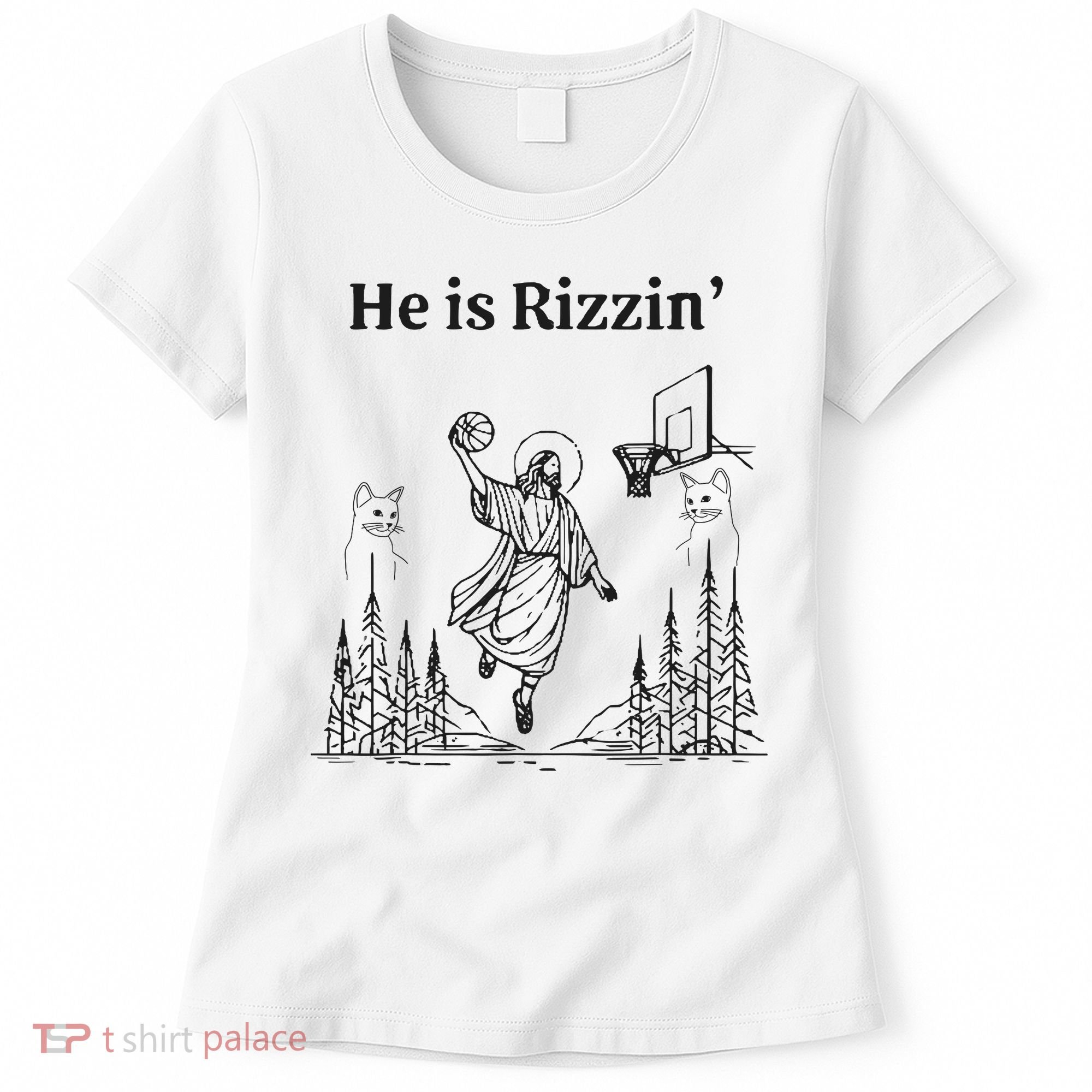 He Is Rizzin Funny Basketball Retro Christian Religious Women's T-Shirt