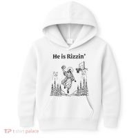 He Is Rizzin Funny Basketball Retro Christian Religious Kids Hoodie thumb 0