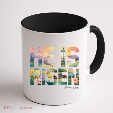 He Is Risen Christian Wildflower Happy Easter Women Coffee Mug back