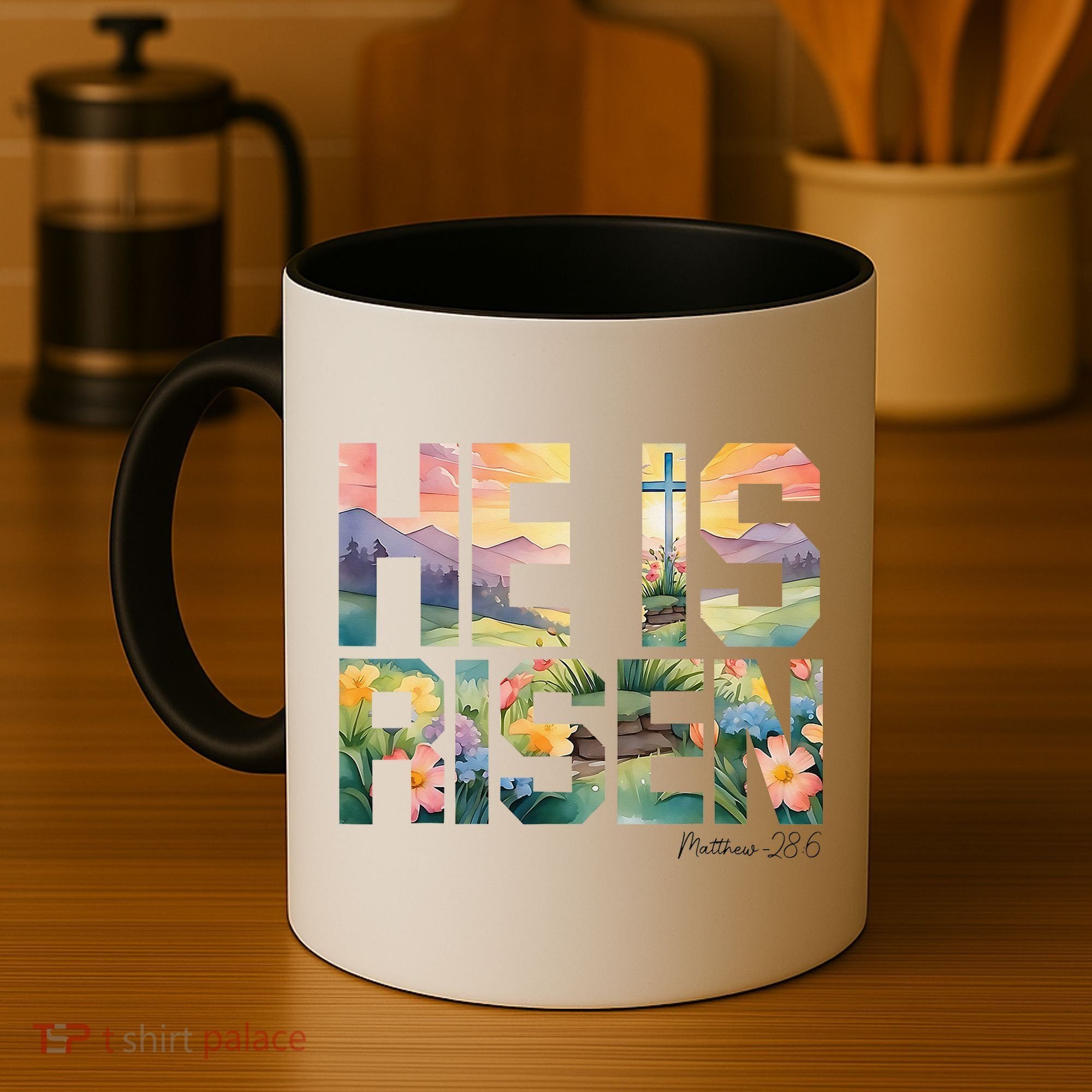 He Is Risen Christian Wildflower Happy Easter Women Coffee Mug
