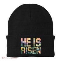 He Is Risen Christian Wildflower Happy Easter Women Beanie thumb 0