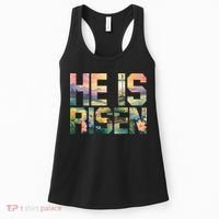 He Is Risen Christian Wildflower Happy Easter Women Women's Tank Top thumb 0
