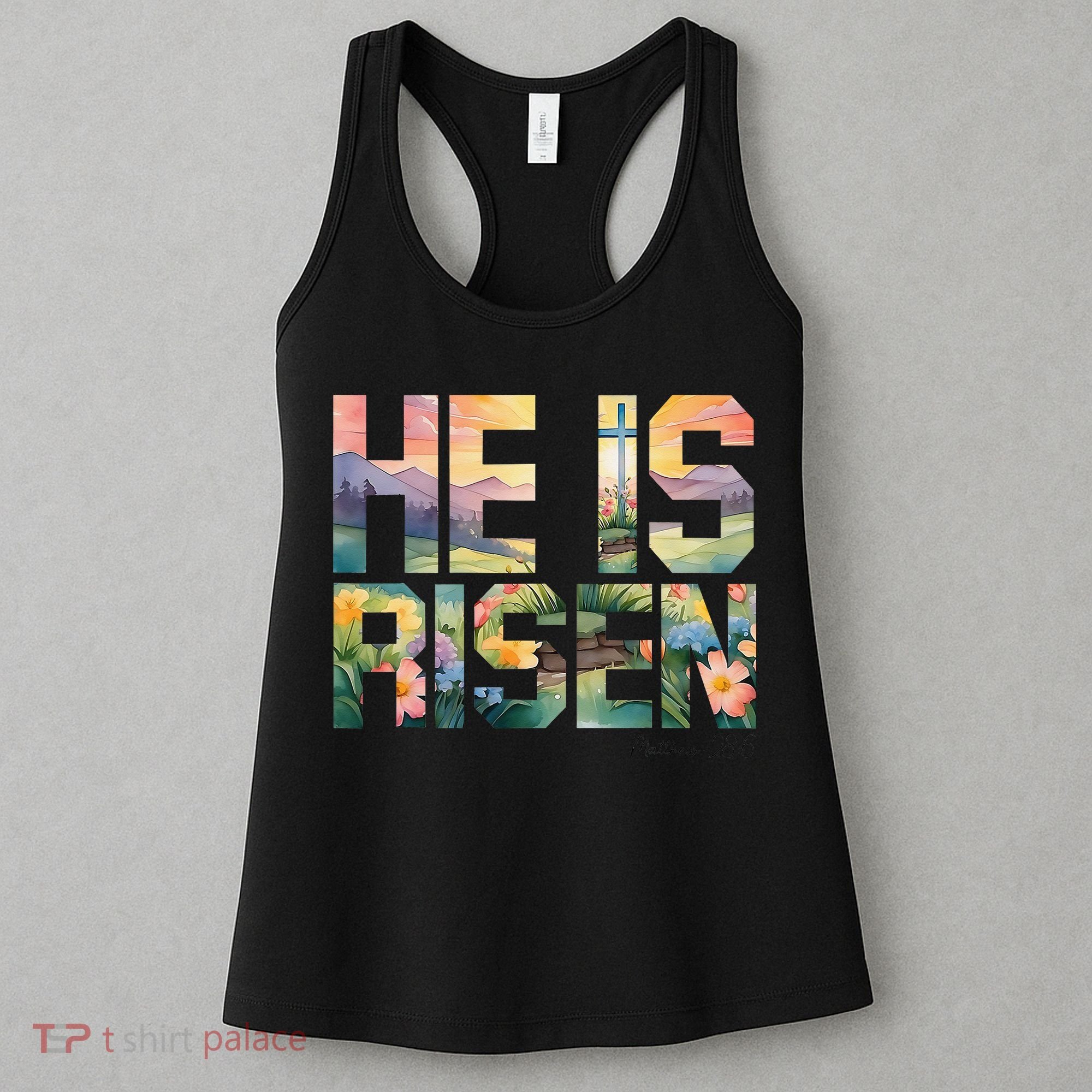 He Is Risen Christian Wildflower Happy Easter Women Women's Tank Top