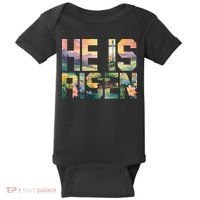 He Is Risen Christian Wildflower Happy Easter Women Baby Bodysuit thumb 0