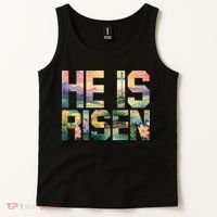 He Is Risen Christian Wildflower Happy Easter Women Tank Top thumb 2