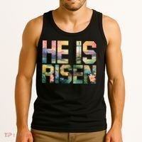 He Is Risen Christian Wildflower Happy Easter Women Tank Top thumb 3